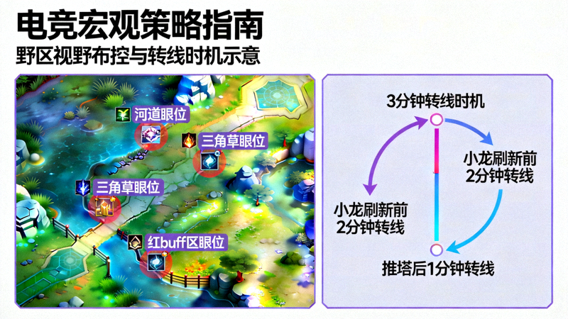 电竞宏观策略指南野区视野布控与转线时机示意画面